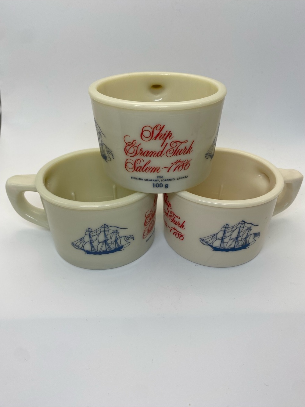 Vintage Old Spice shaving mug, set of 3, Ship Grand‎ Turk Salem 1786
